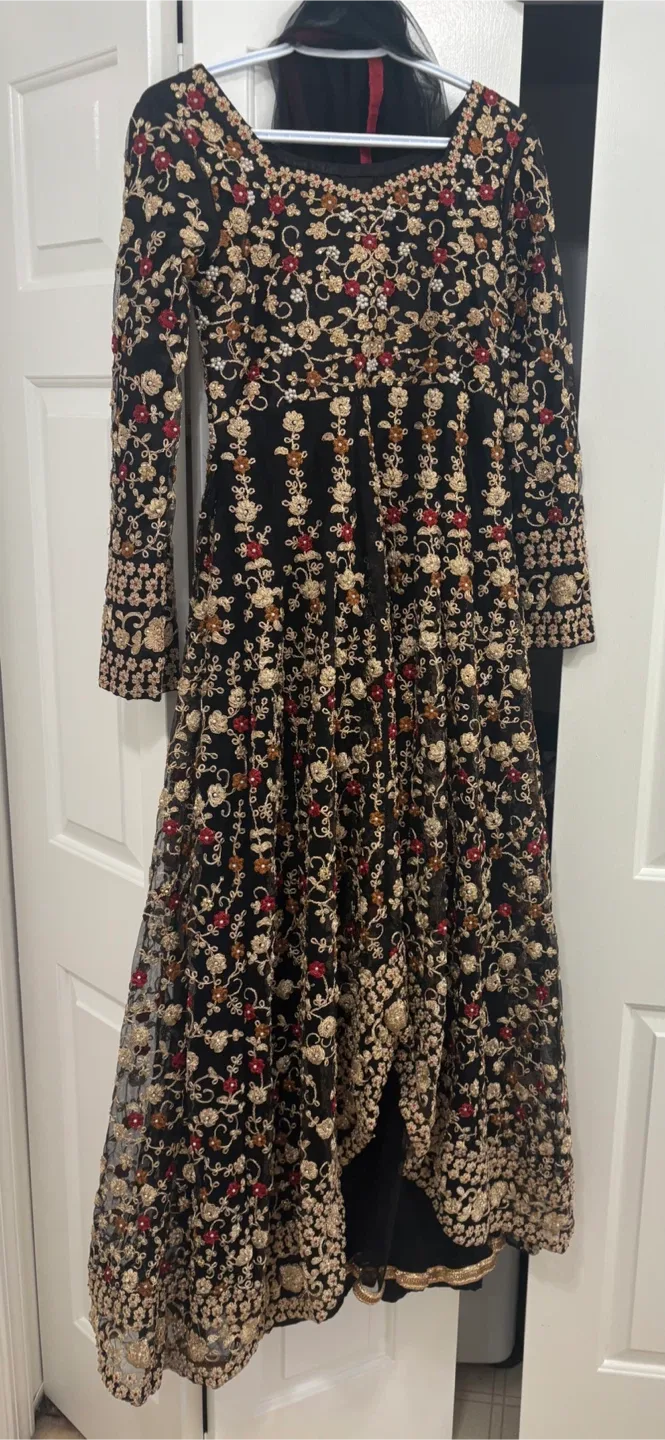 Black Embroidered Anarkali Dress - Size Medium thumbnail