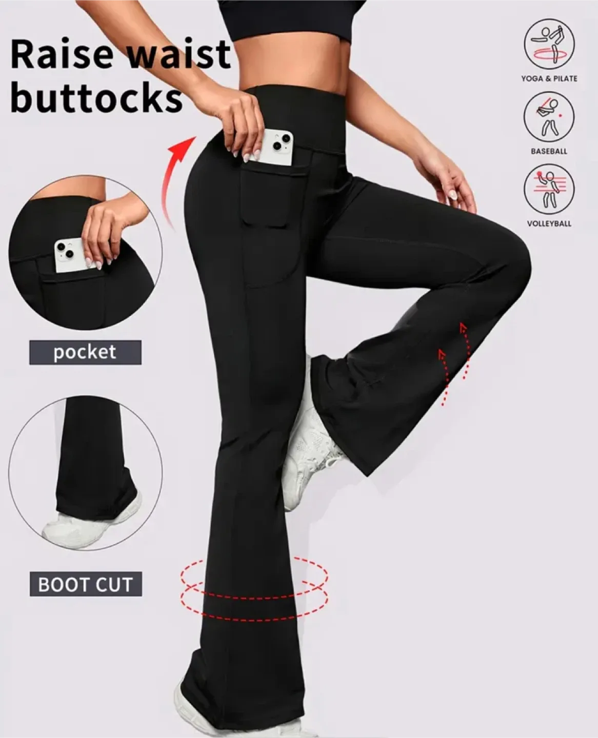 Black High Waist Bootcut Yoga Pants thumbnail