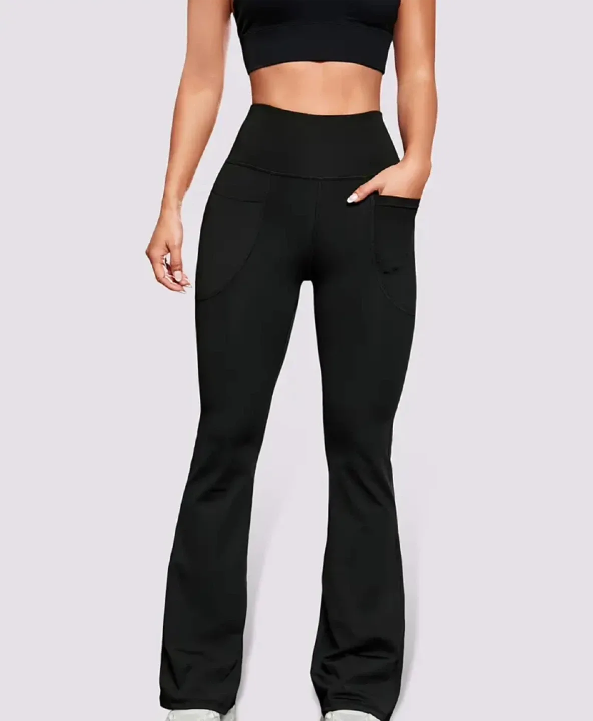 Black High Waist Bootcut Yoga Pants image indicator(2)