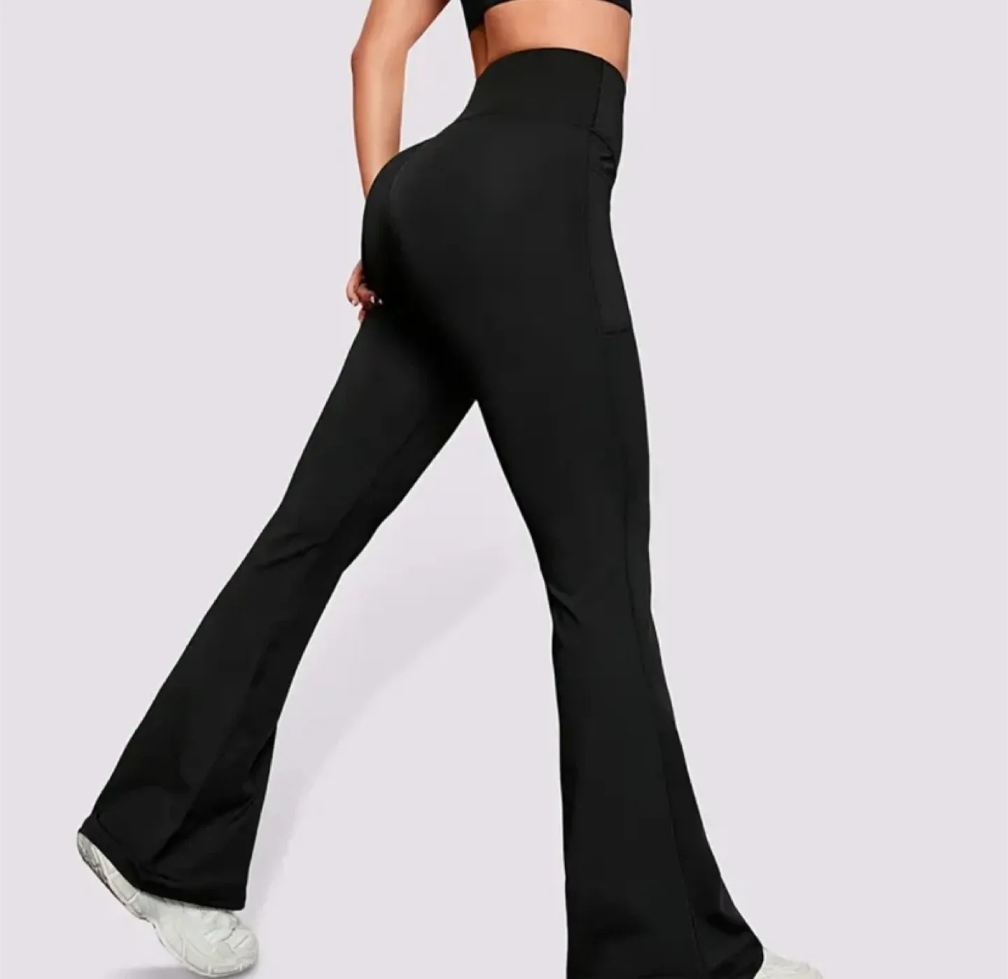 Black High Waist Bootcut Yoga Pants image indicator(3)