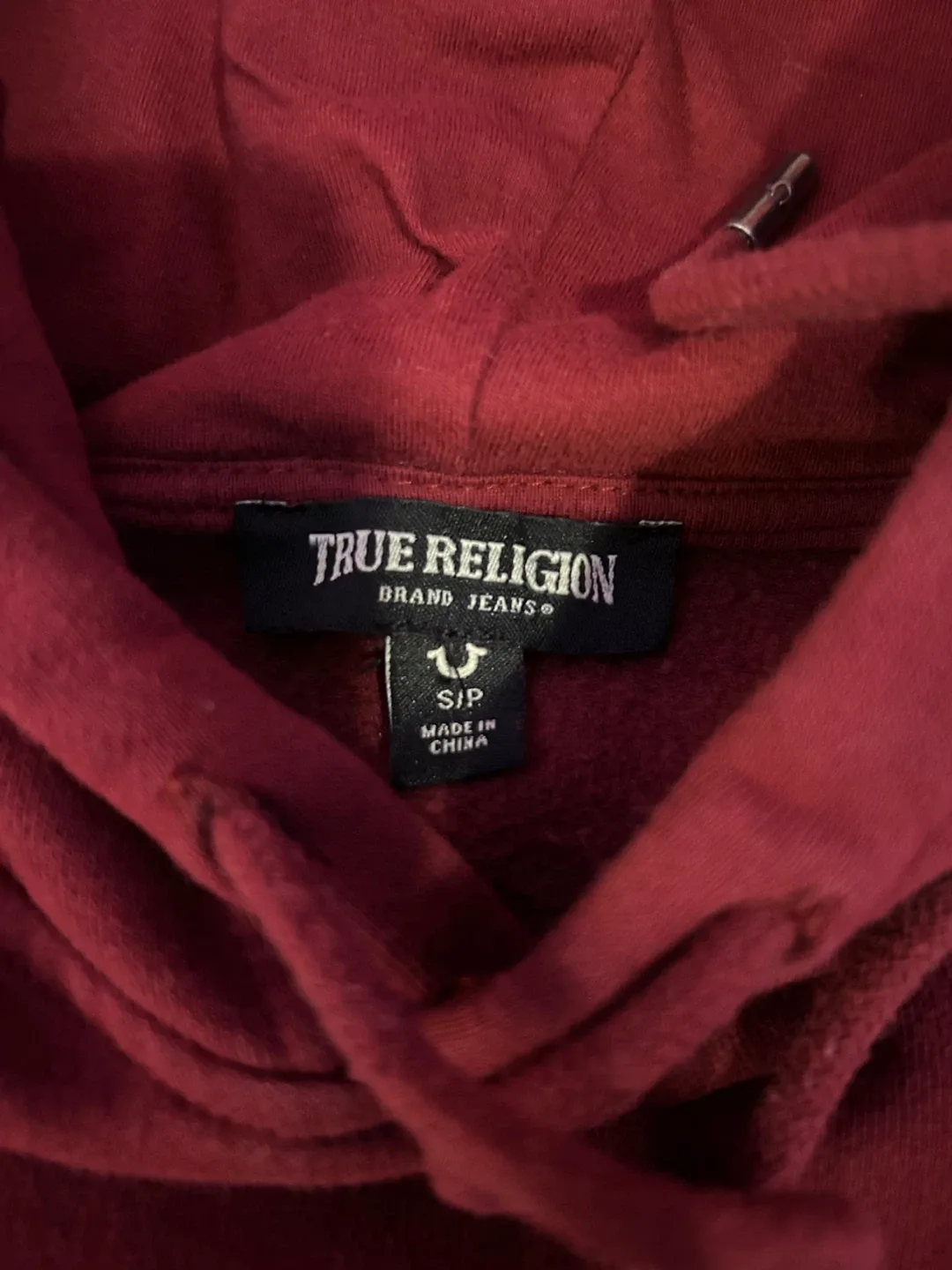 True Religion Burgundy Hoodie - Size S image indicator(3)