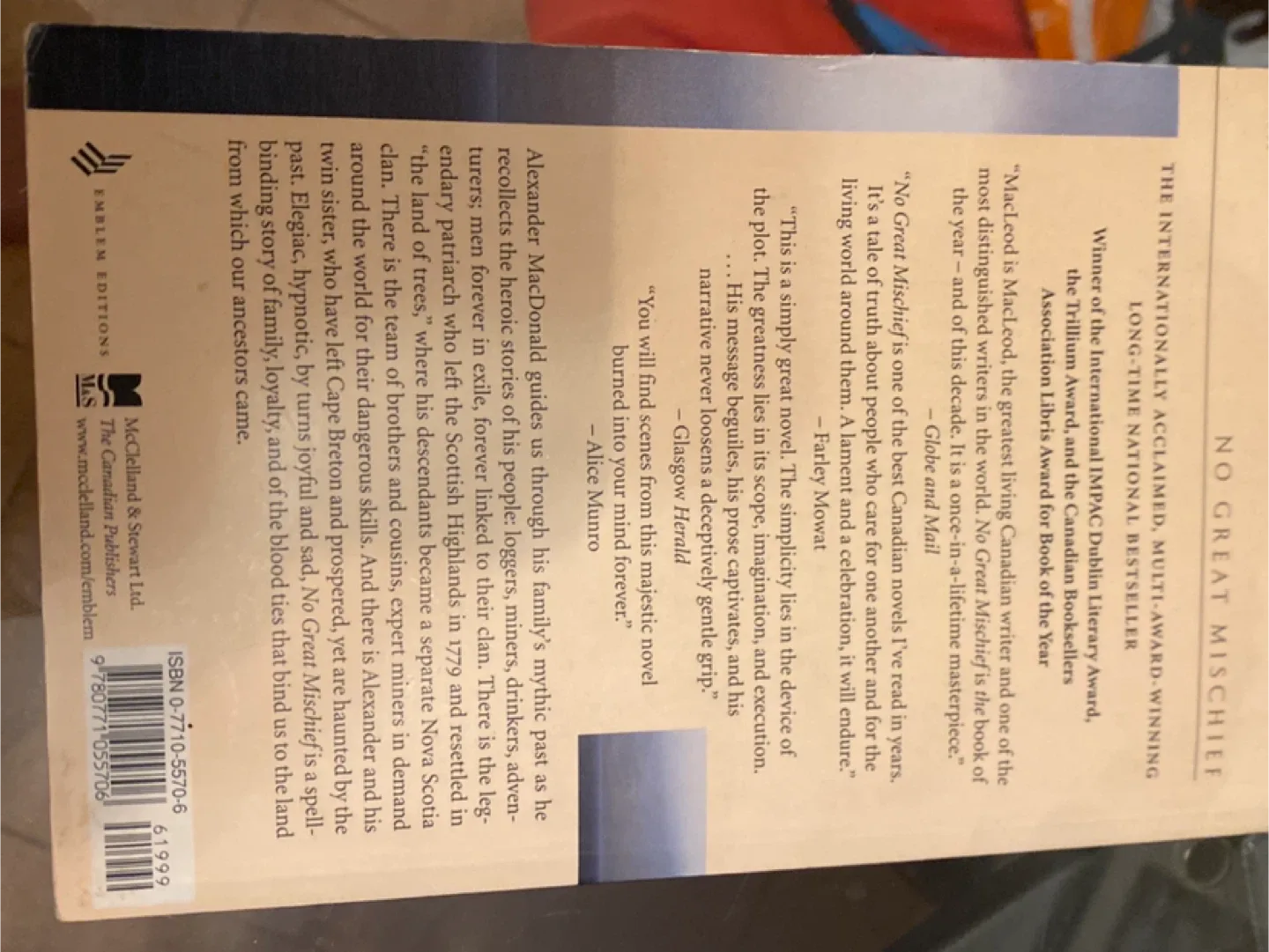 No Great Mischief by Alistair MacLeod image indicator(2)