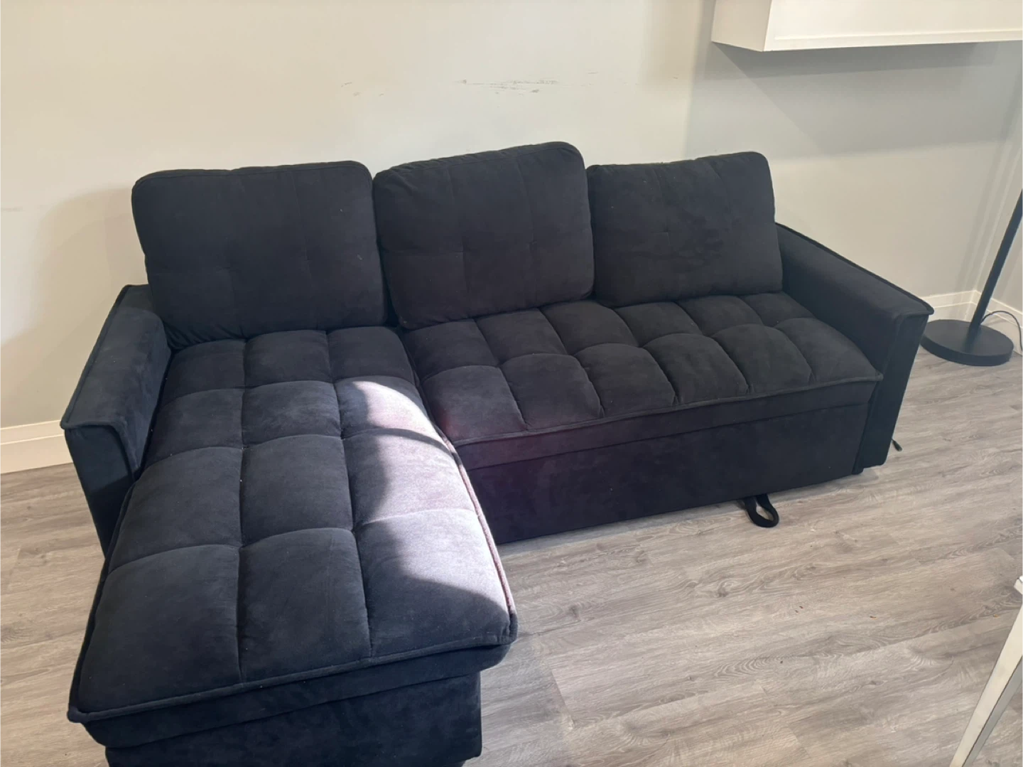 Black Sectional Sofa with Cushions - photo 2