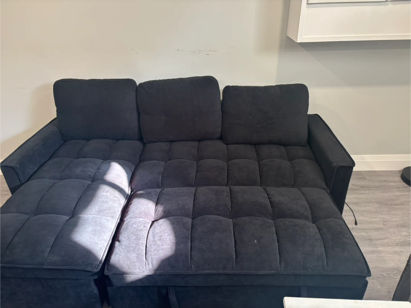 Black Sectional Sofa with Cushions - photo 3