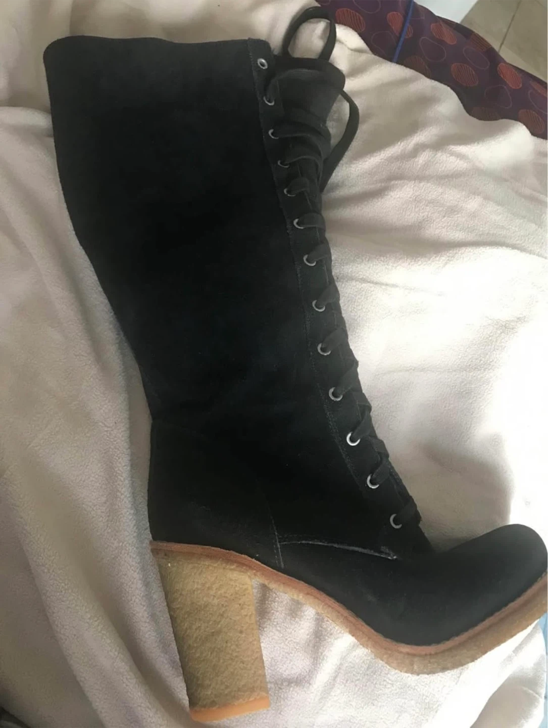 UGG Black Suede Lace-Up Heel Boots - photo 2