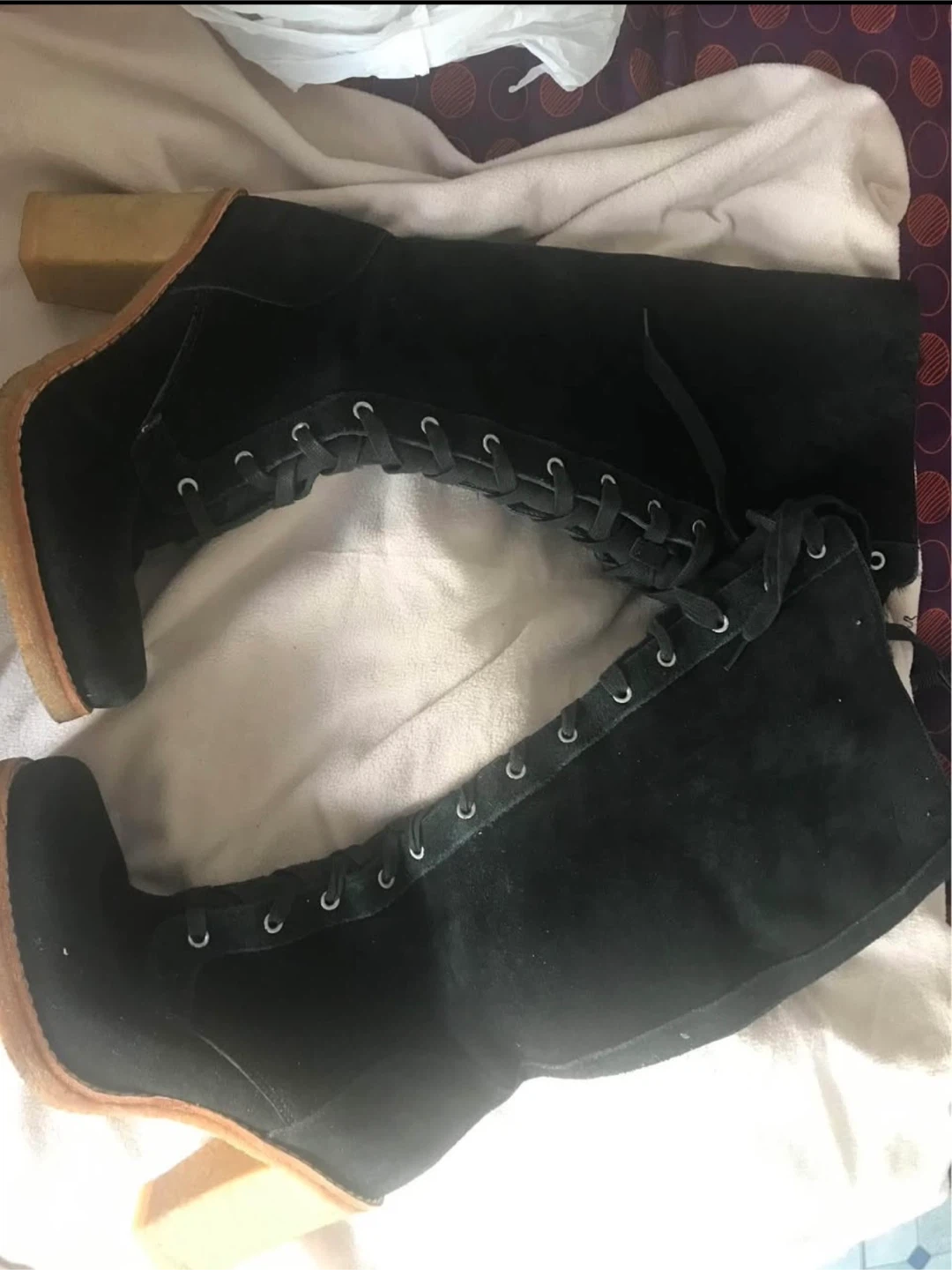 UGG Black Suede Lace-Up Heel Boots - photo 3