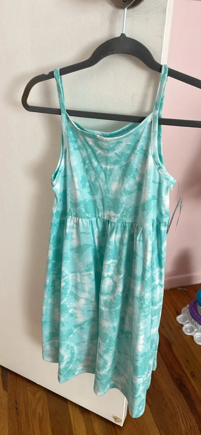 Tie-Dye Dress - Turquoise & White thumbnail