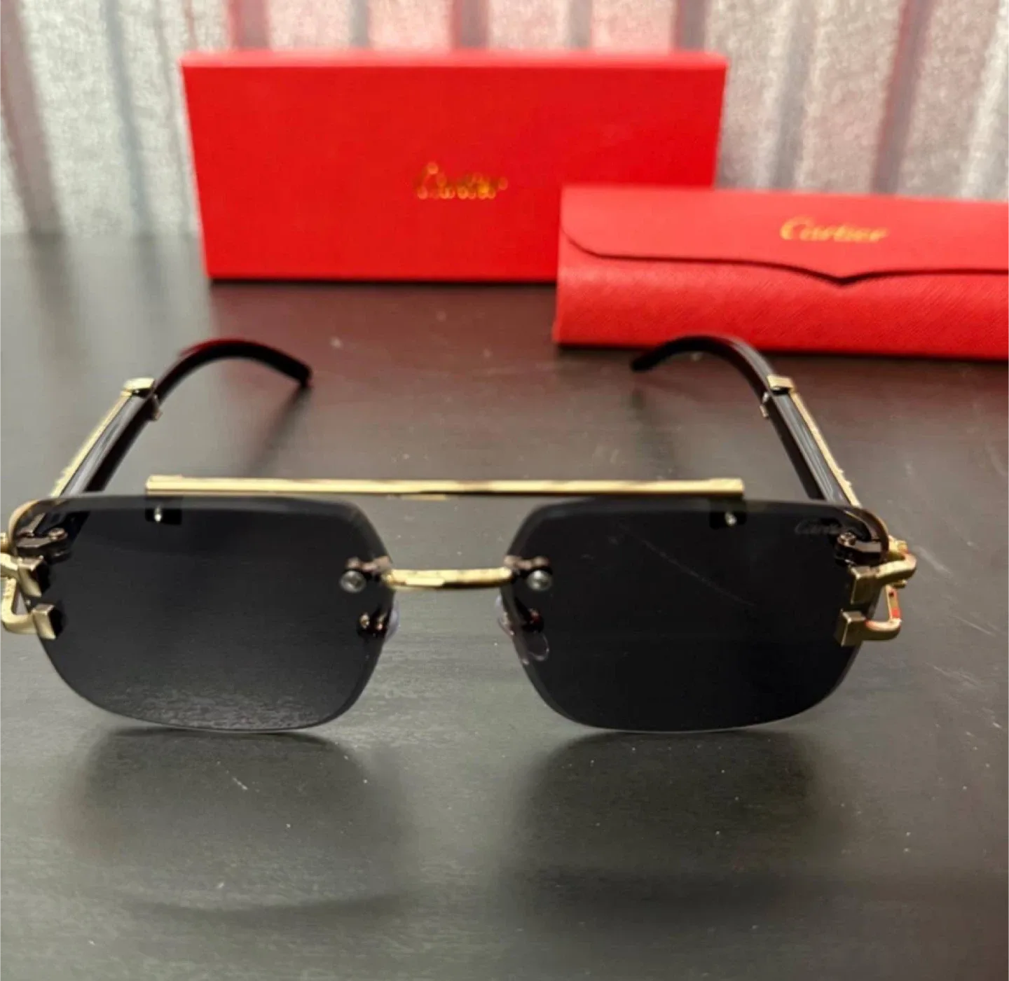 Cartier Sunglasses Gold Black Rimless Luxury Men’s thumbnail