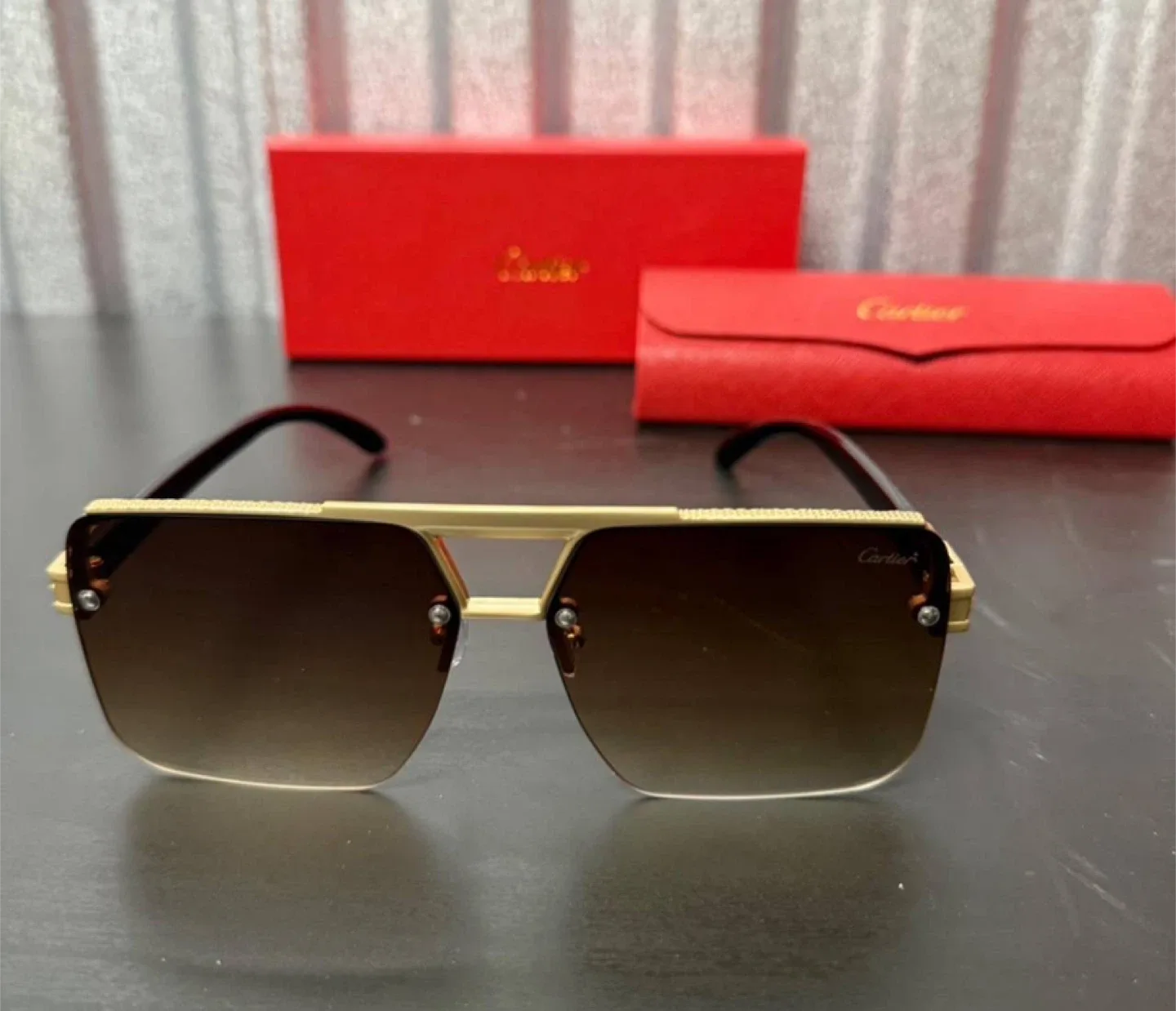 Cartier Gold Brown Gradient Sunglasses Unisex thumbnail