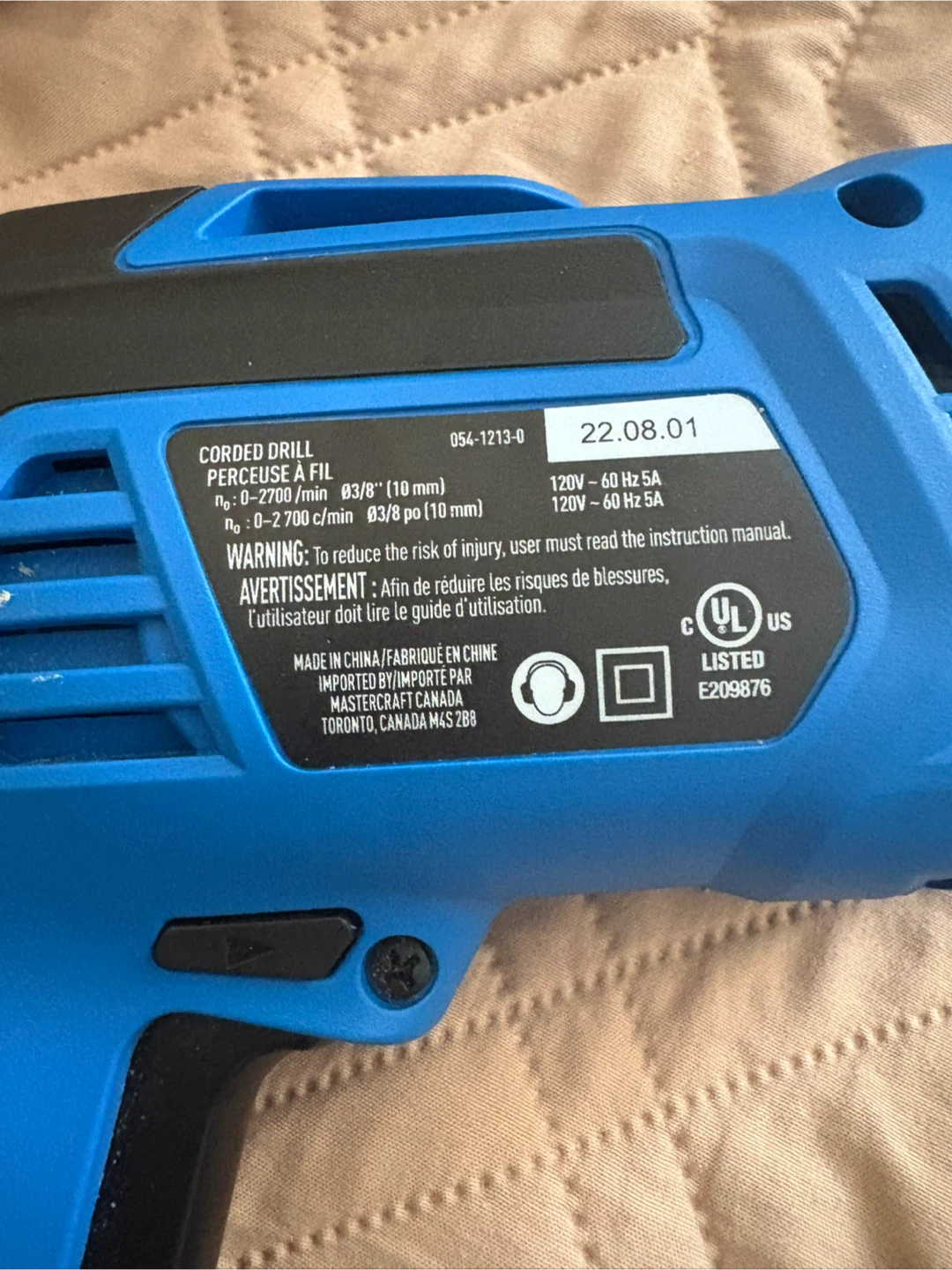 Mastercraft Corded Drill - Like New! - photo 2