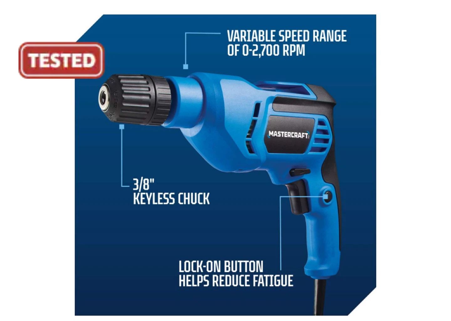 Mastercraft Corded Drill - Like New! - photo 4