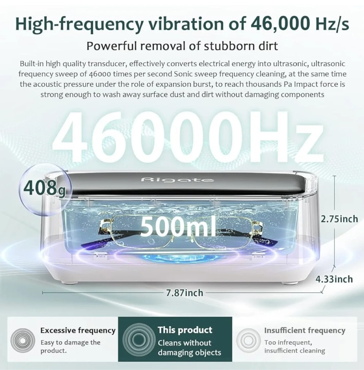 New RIGATE Ultrasonic Jewelry Cleaner 46KHz image indicator(2)