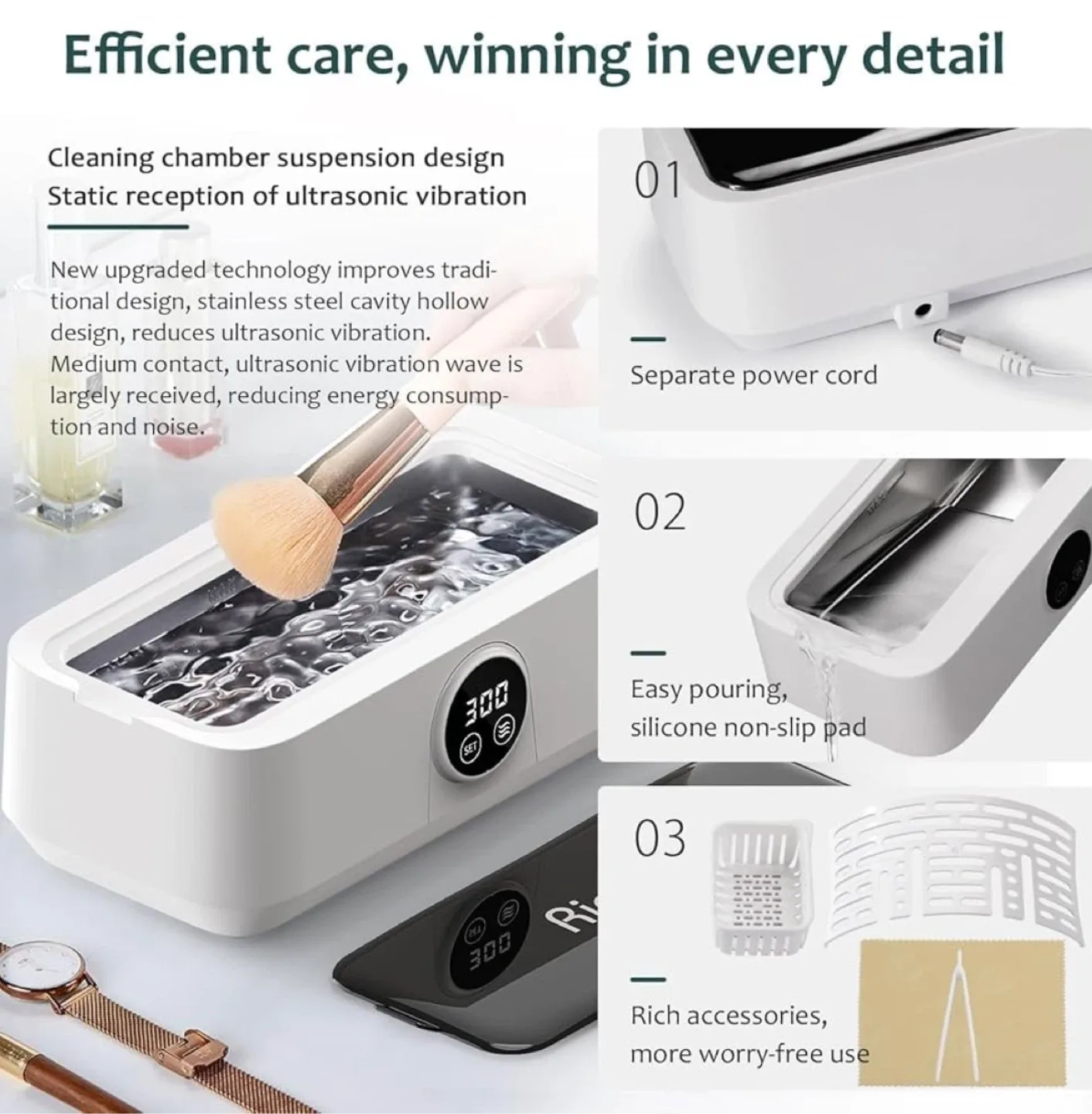 New RIGATE Ultrasonic Jewelry Cleaner 46KHz image indicator(6)