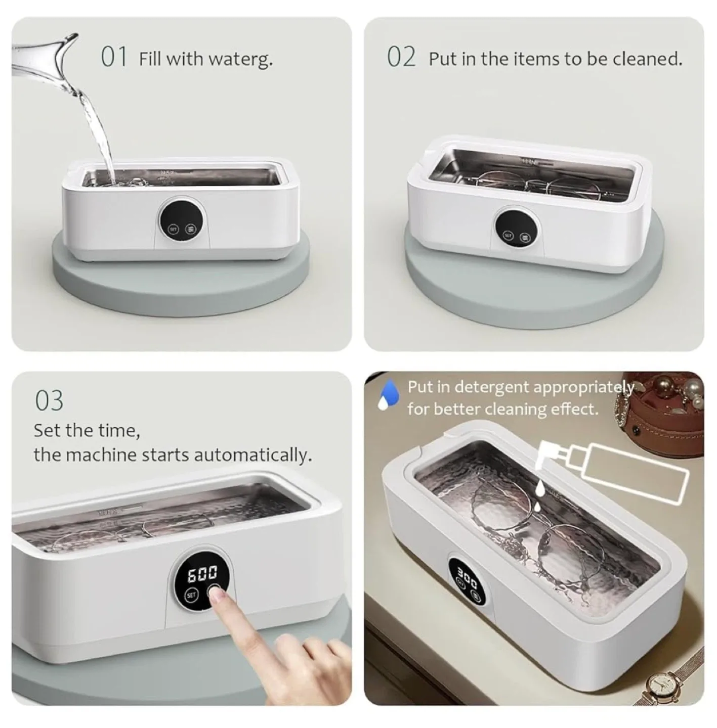 New RIGATE Ultrasonic Jewelry Cleaner 46KHz image indicator(7)