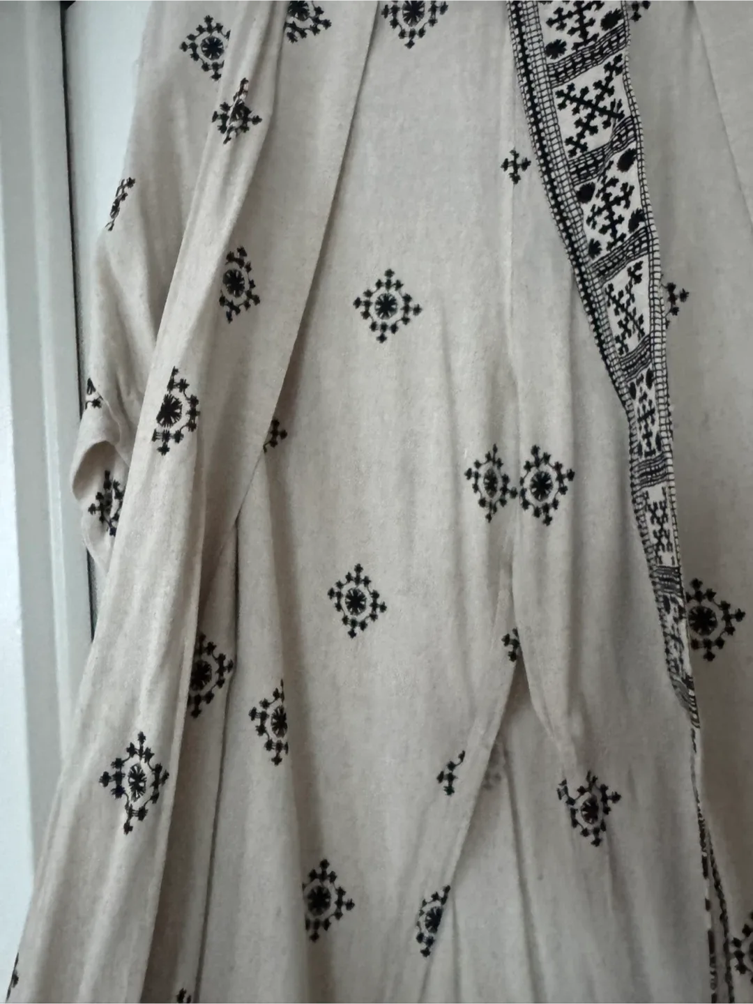 Linen patterned two pieces set - pants, kimono and belt image indicator(5)