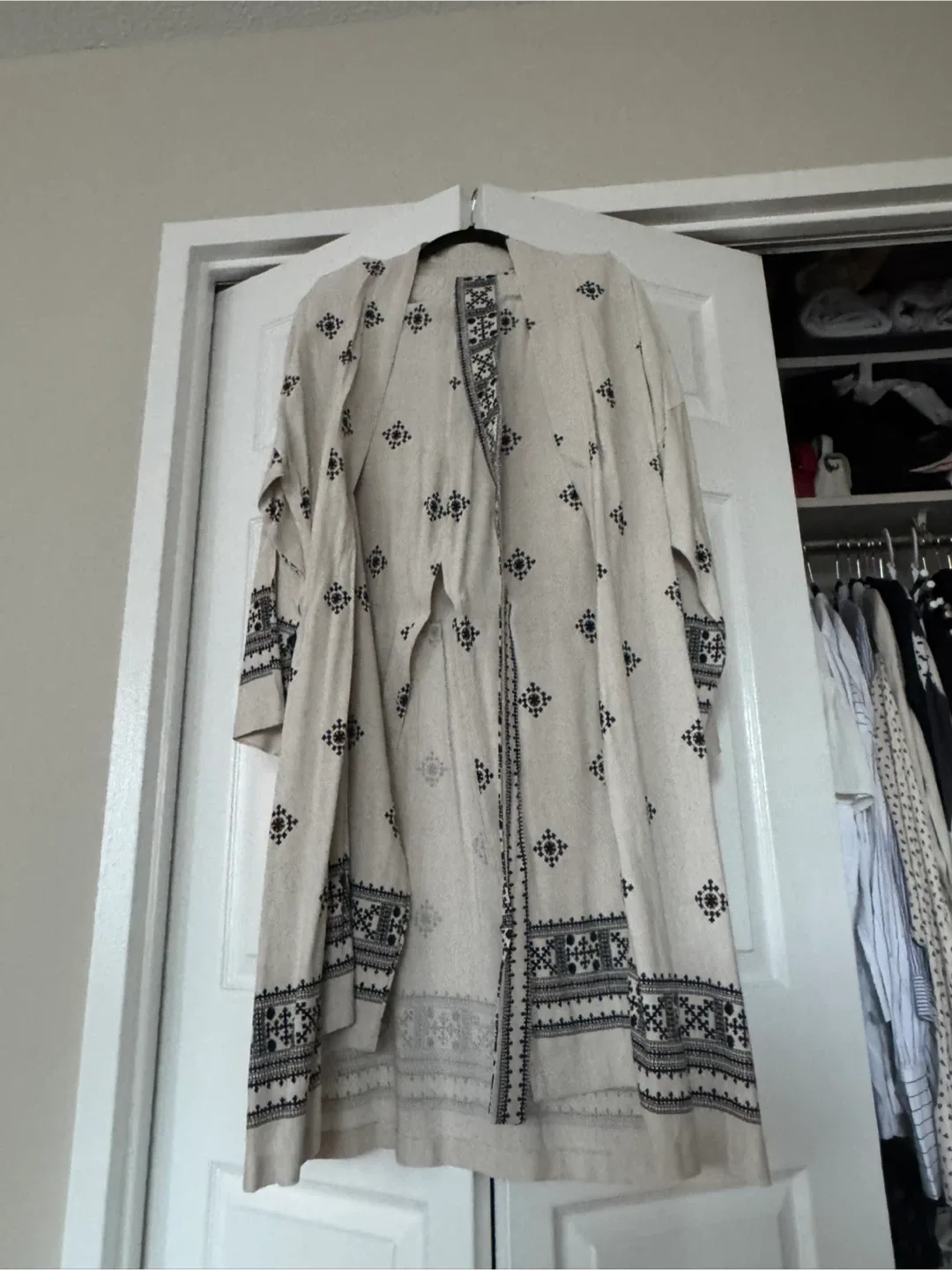 Linen patterned two pieces set - pants, kimono and belt image indicator(7)