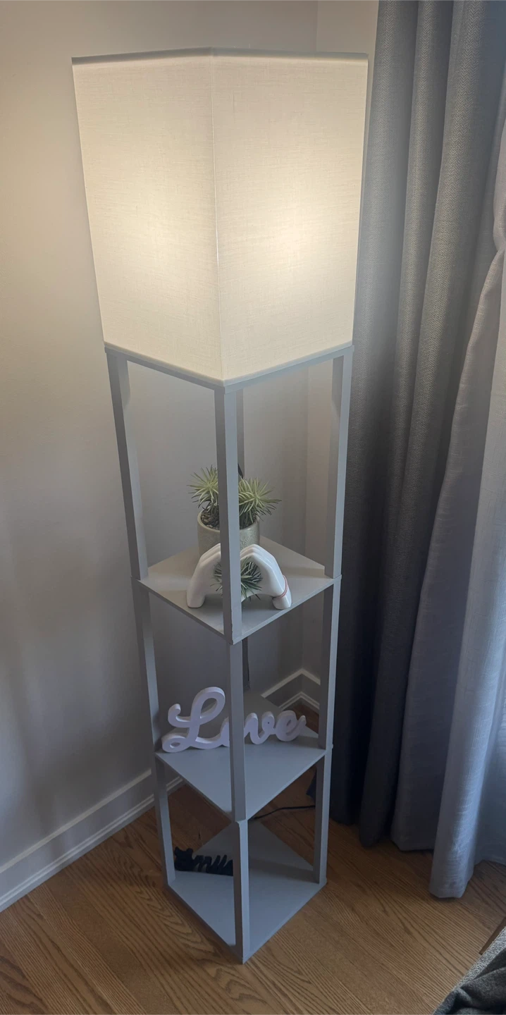 Floor Lamp with Shelves - Grey