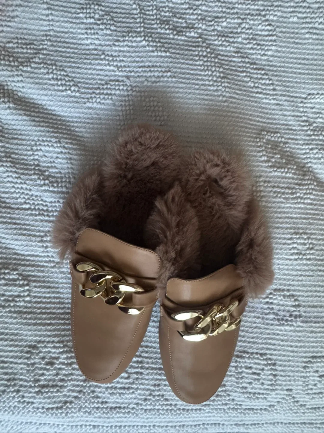 Brown Furry Chain Detail Mules / never worn image indicator(3)