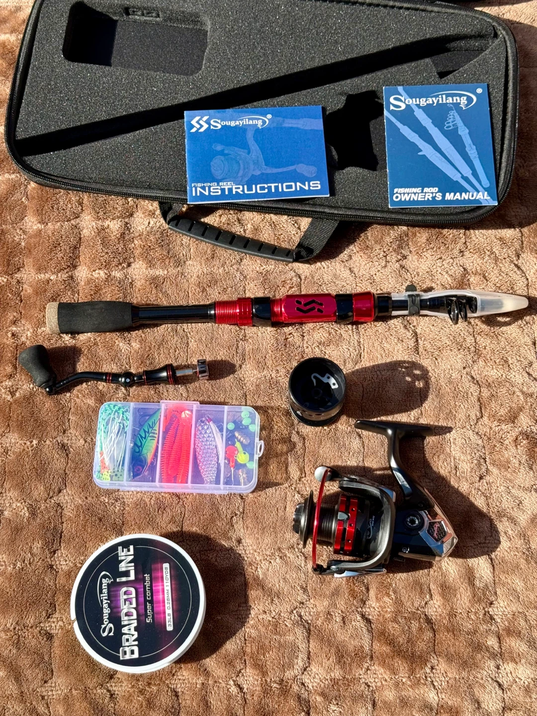 Sougayilang Fishing Rod and Reel Combo with Case