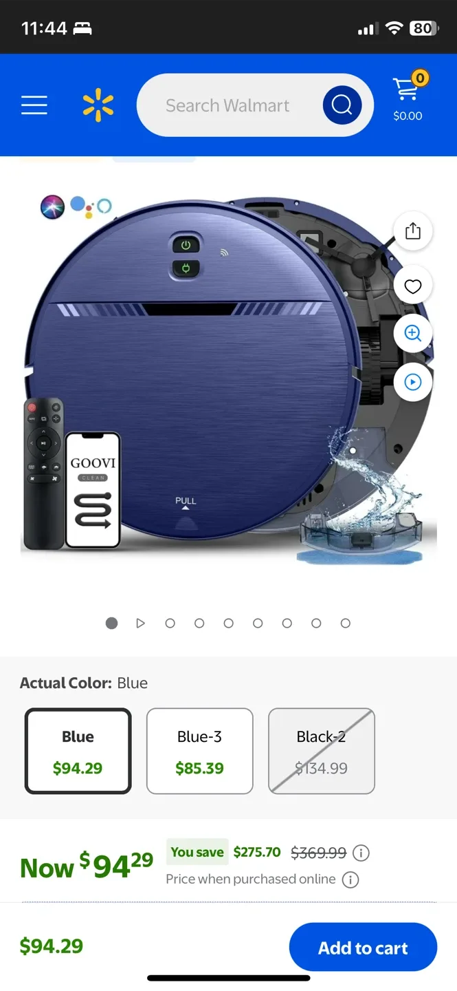 Goovi BR151 Blue Robot Vacuum Cleaner - Like New! thumbnail