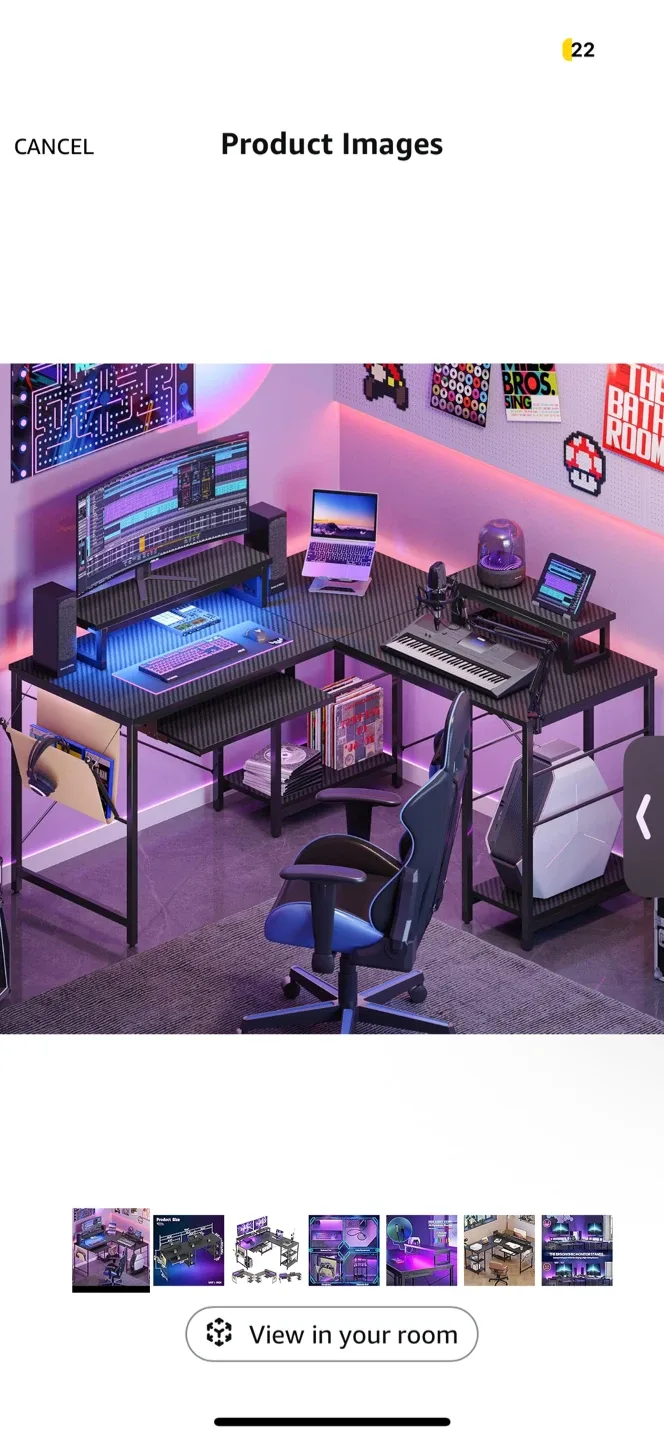 Black Bestier L-Shaped 95.2” LED Computer Corner Desk image indicator(3)