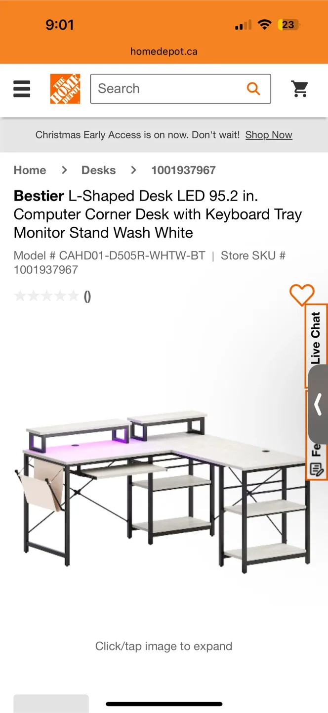 Black Bestier L-Shaped 95.2” LED Computer Corner Desk image indicator(2)