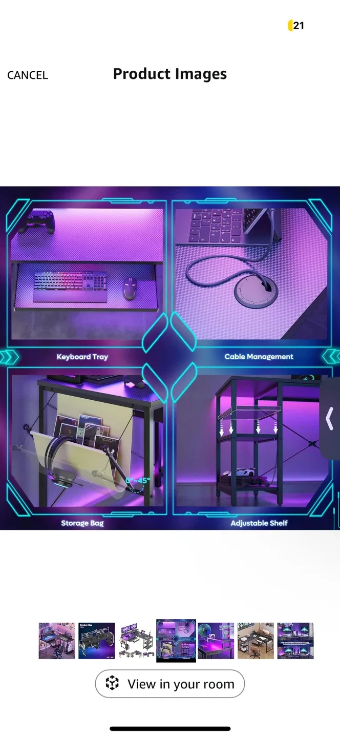 Black Bestier L-Shaped 95.2” LED Computer Corner Desk image indicator(4)