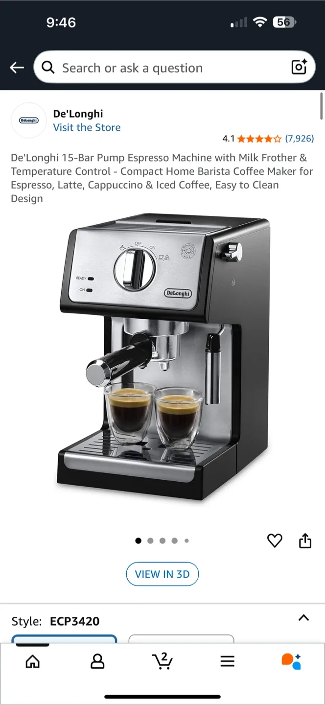 New De'Longhi ECP3420 15-Bar Pump Espresso Machine thumbnail
