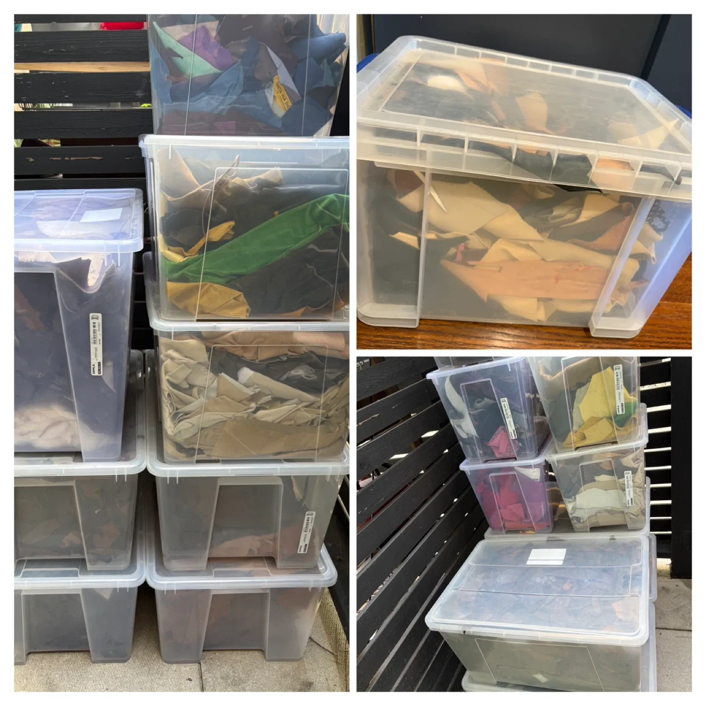 Leather Scraps Sorted by Colour in 11 Totes & 3 Large Pieces thumbnail