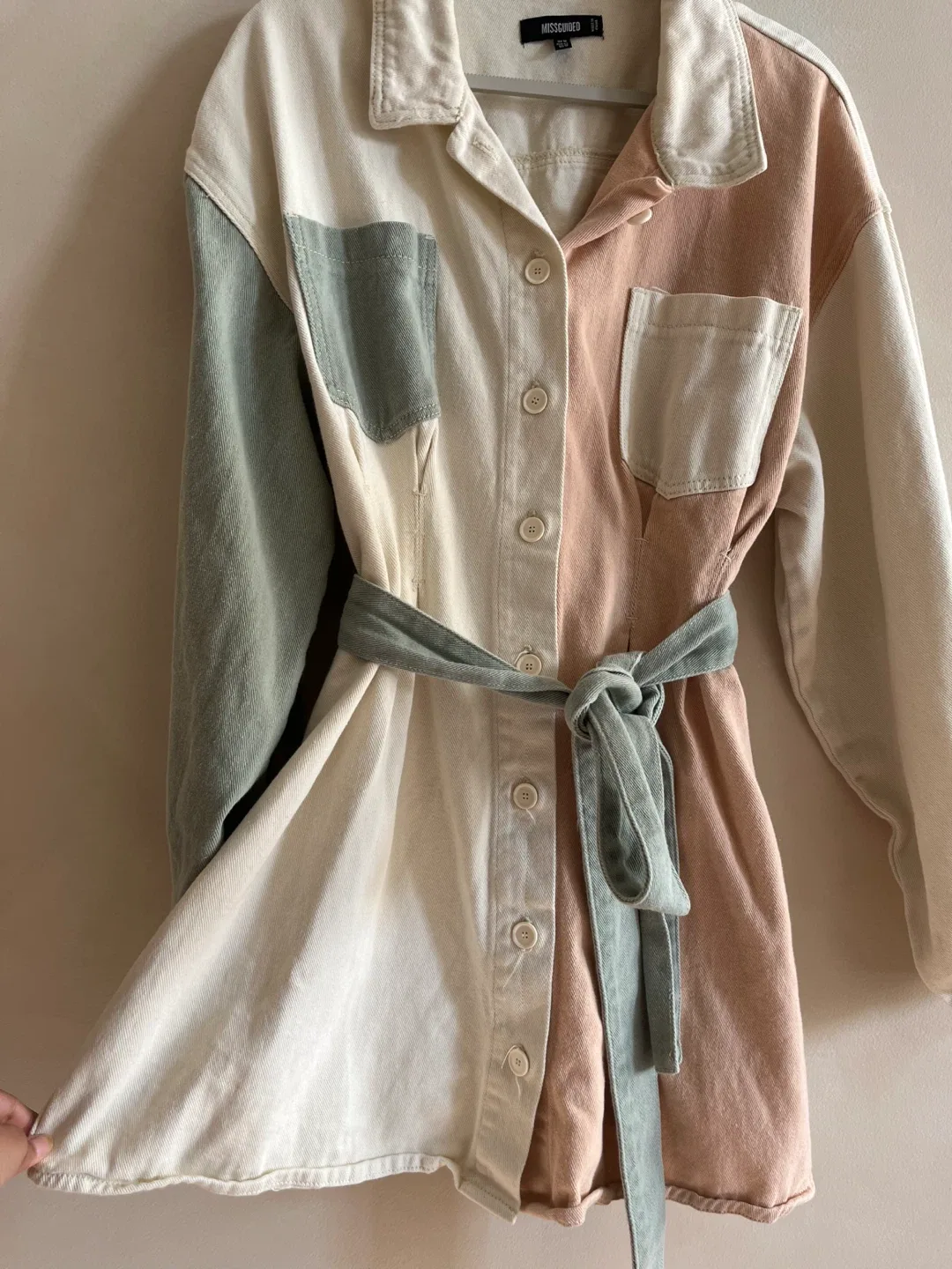 Missguided Colour Block Denim Dress Size 10