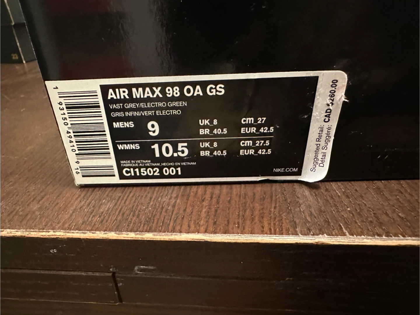 Nike Air Max 98 OA GS Vast Grey US 9 - photo 2