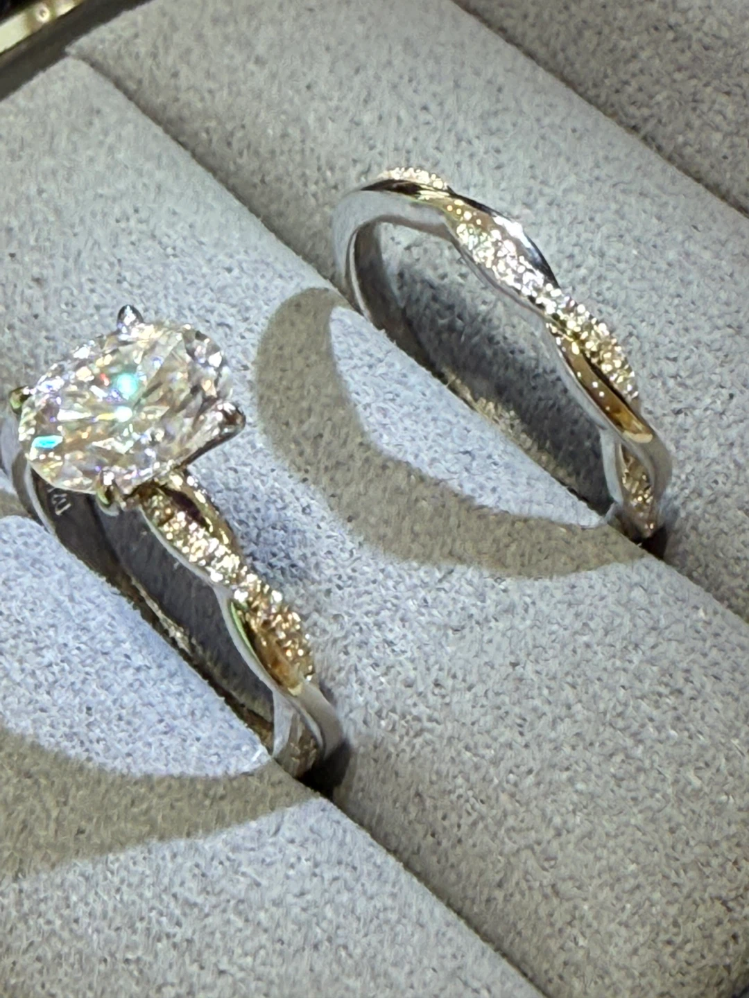 2 carats 925 sterling silver oval cut moissanite bridal set - photo 3