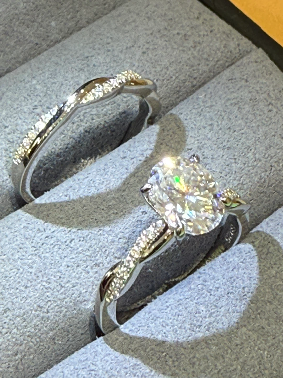 2 carats 925 sterling silver oval cut moissanite bridal set - photo 2