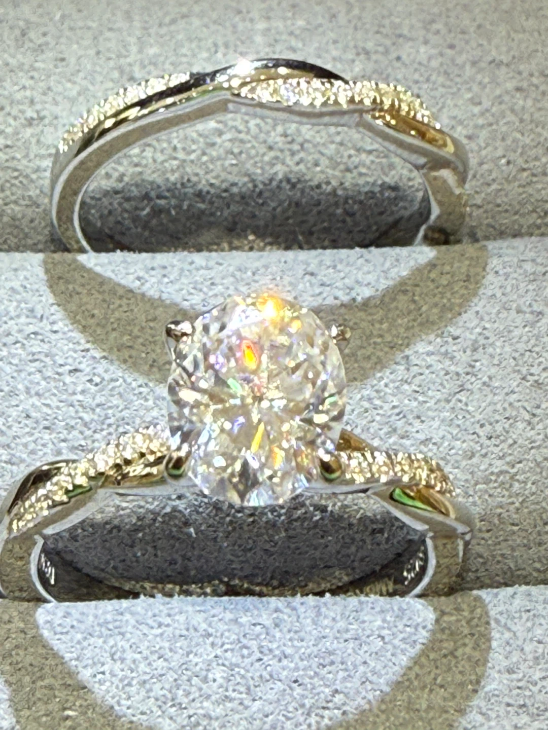 2 carats 925 sterling silver oval cut moissanite bridal set