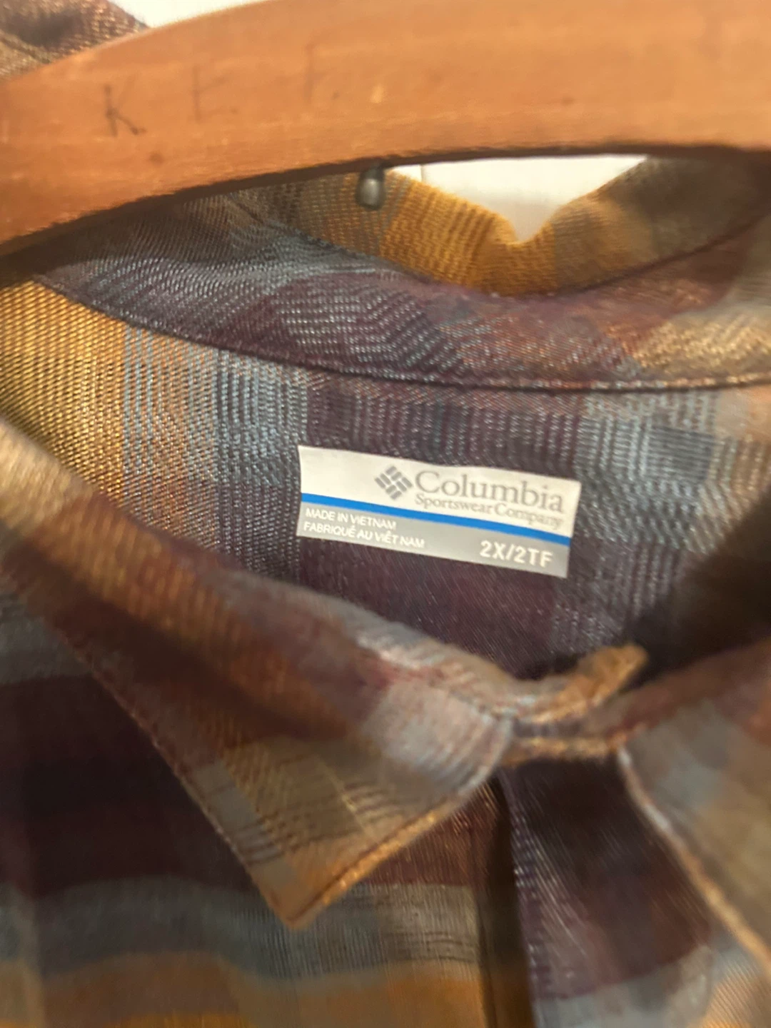 Columbia 2X orange & blue Plaid Flannel Shirt - photo 3