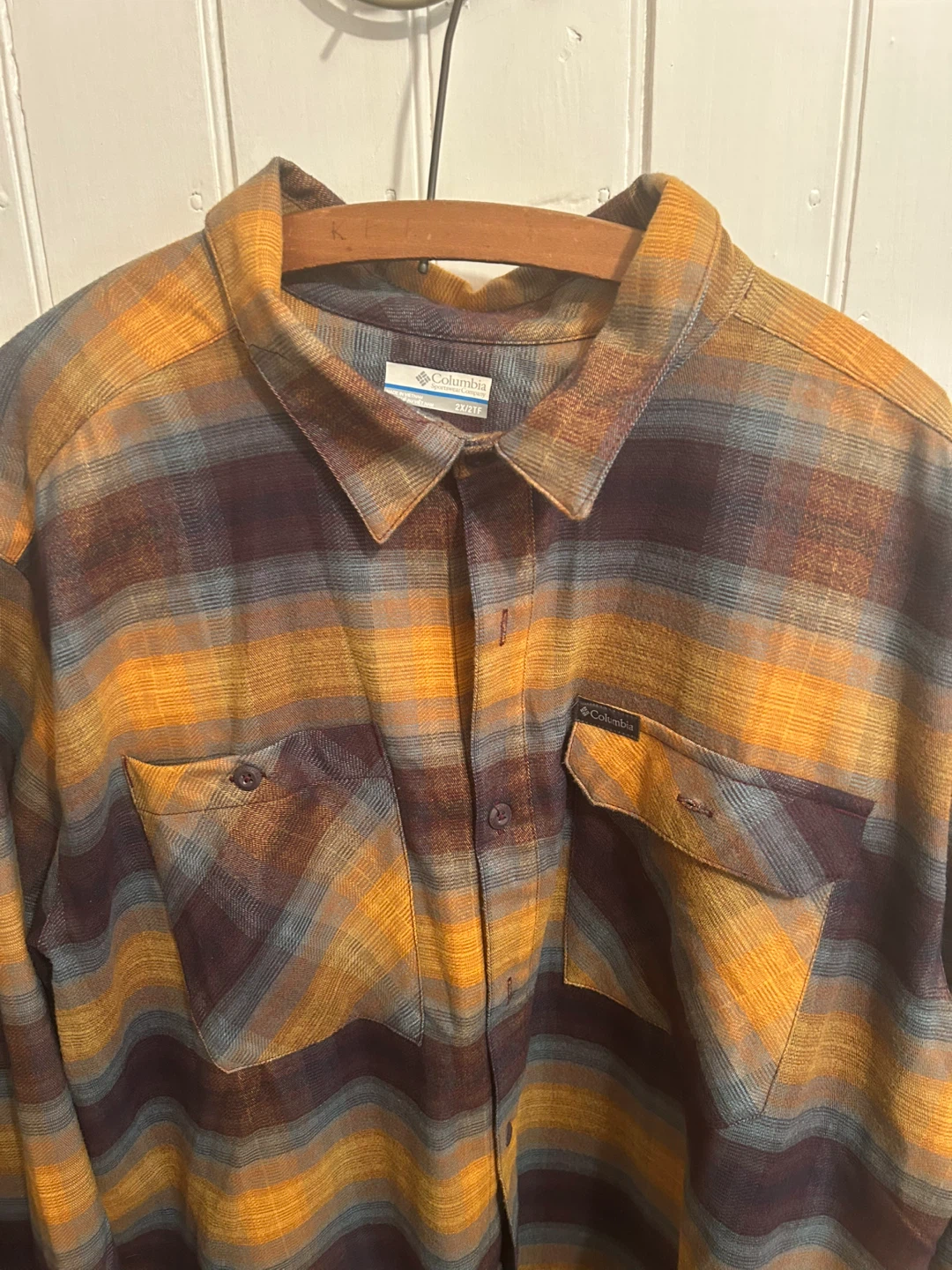Columbia 2X orange & blue Plaid Flannel Shirt - photo 2