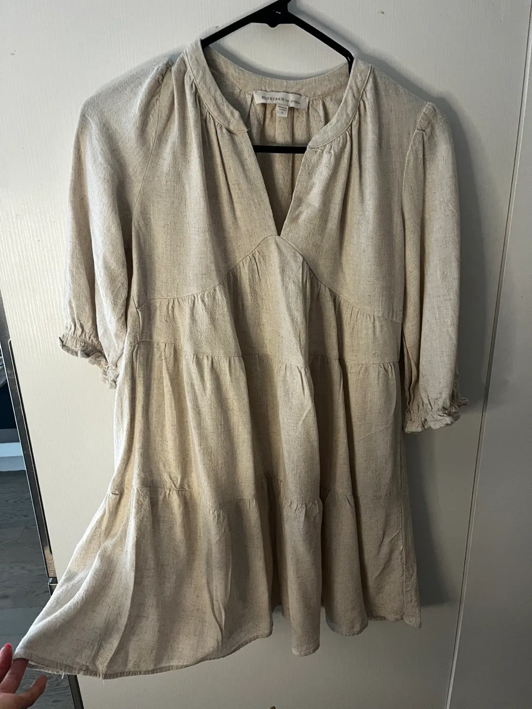 Monteau Los Angeles Beige Linen Dress - S thumbnail
