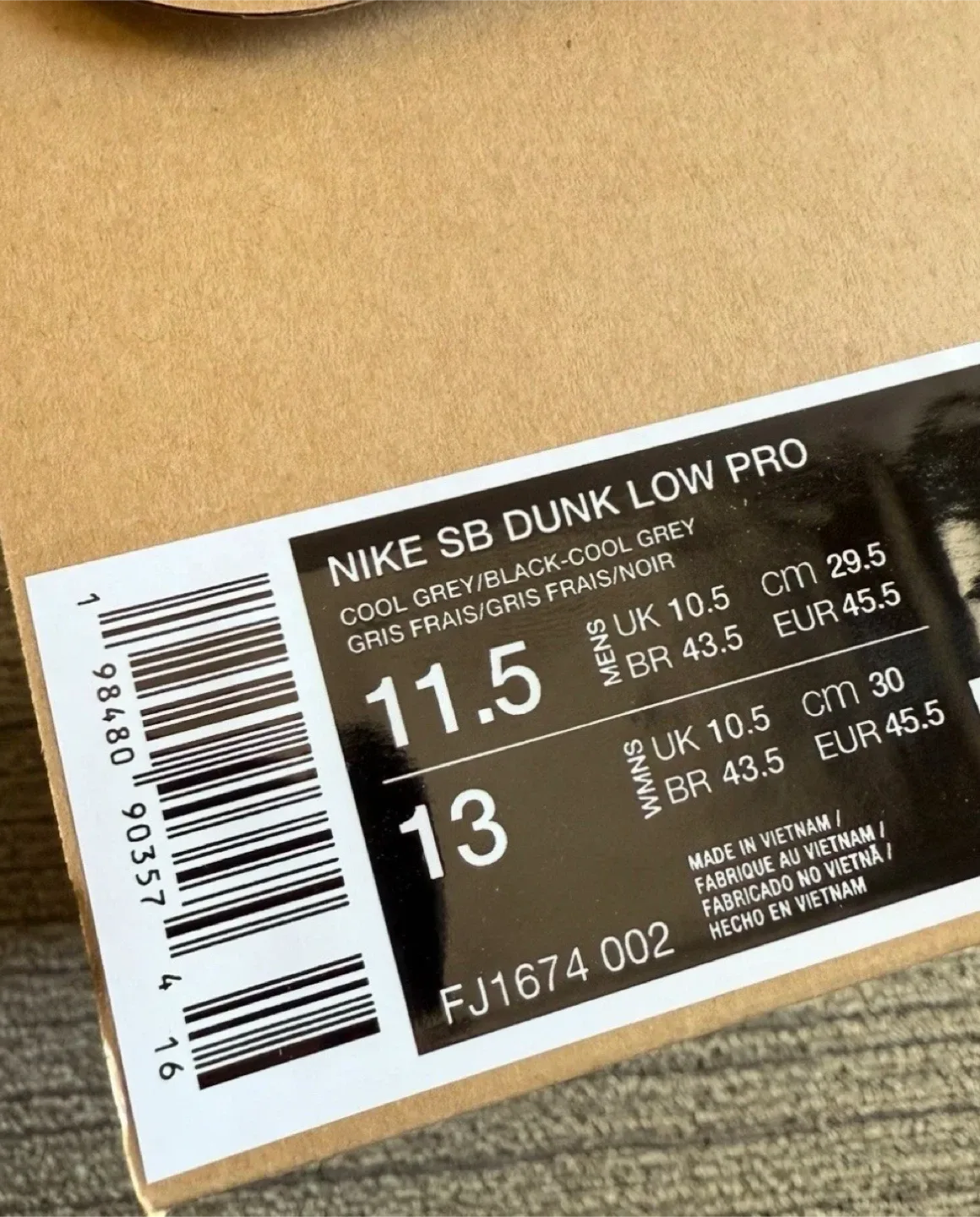 Nike SB Dunk Low Pro - Cool Grey - Size 11.5 orange label image indicator(2)