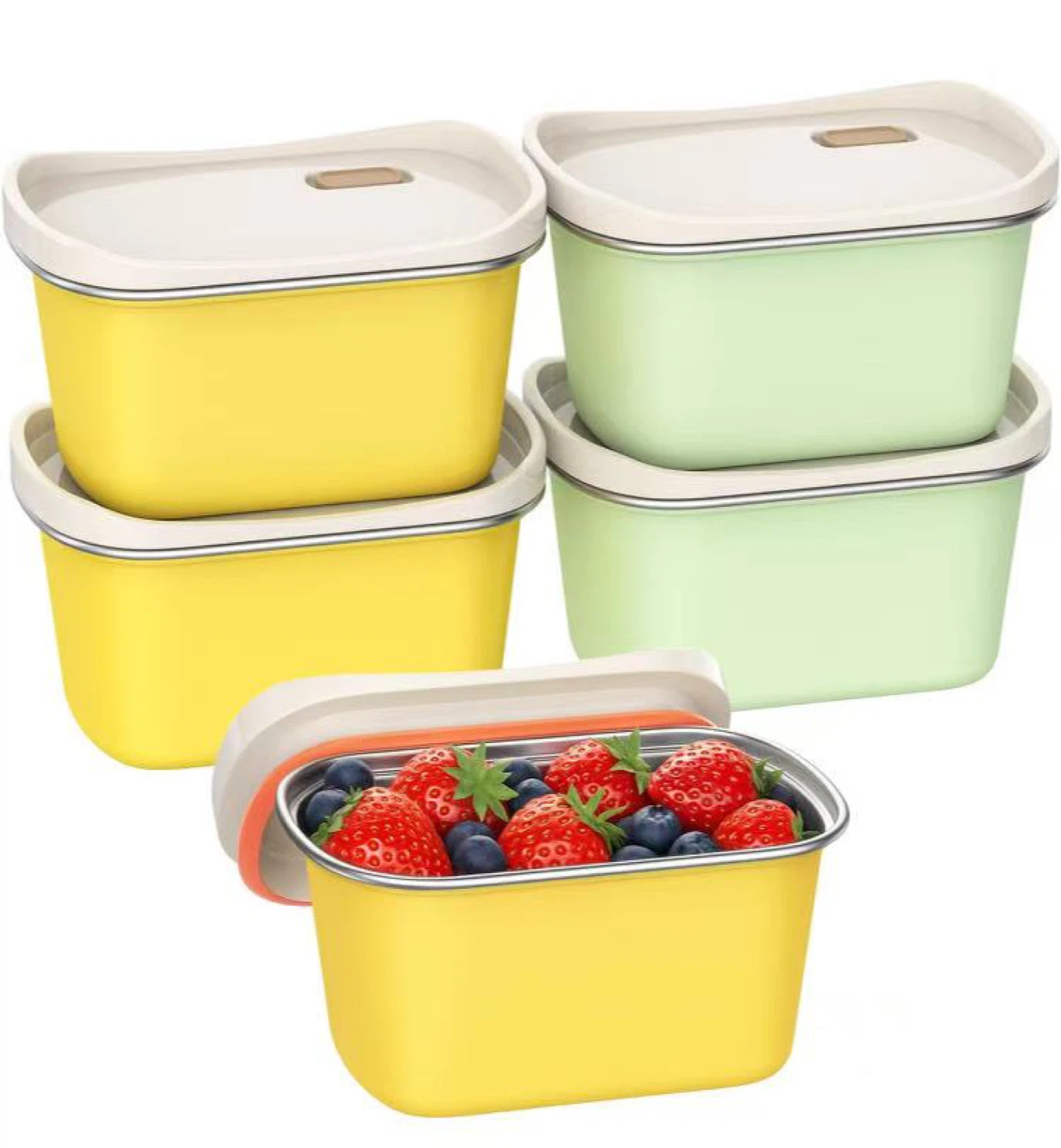 Stainless Steel Snack Box - 12oz Yellow Container