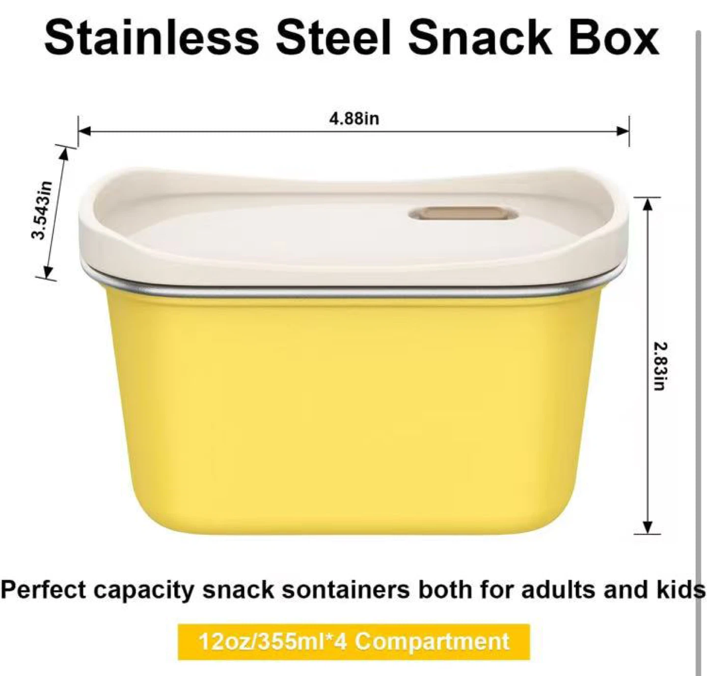 Stainless Steel Snack Box - 12oz Yellow Container - photo 5