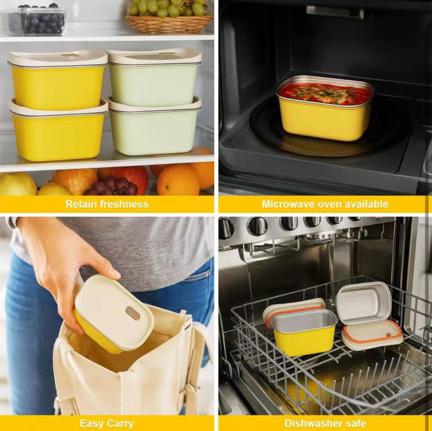Stainless Steel Snack Box - 12oz Yellow Container - photo 4