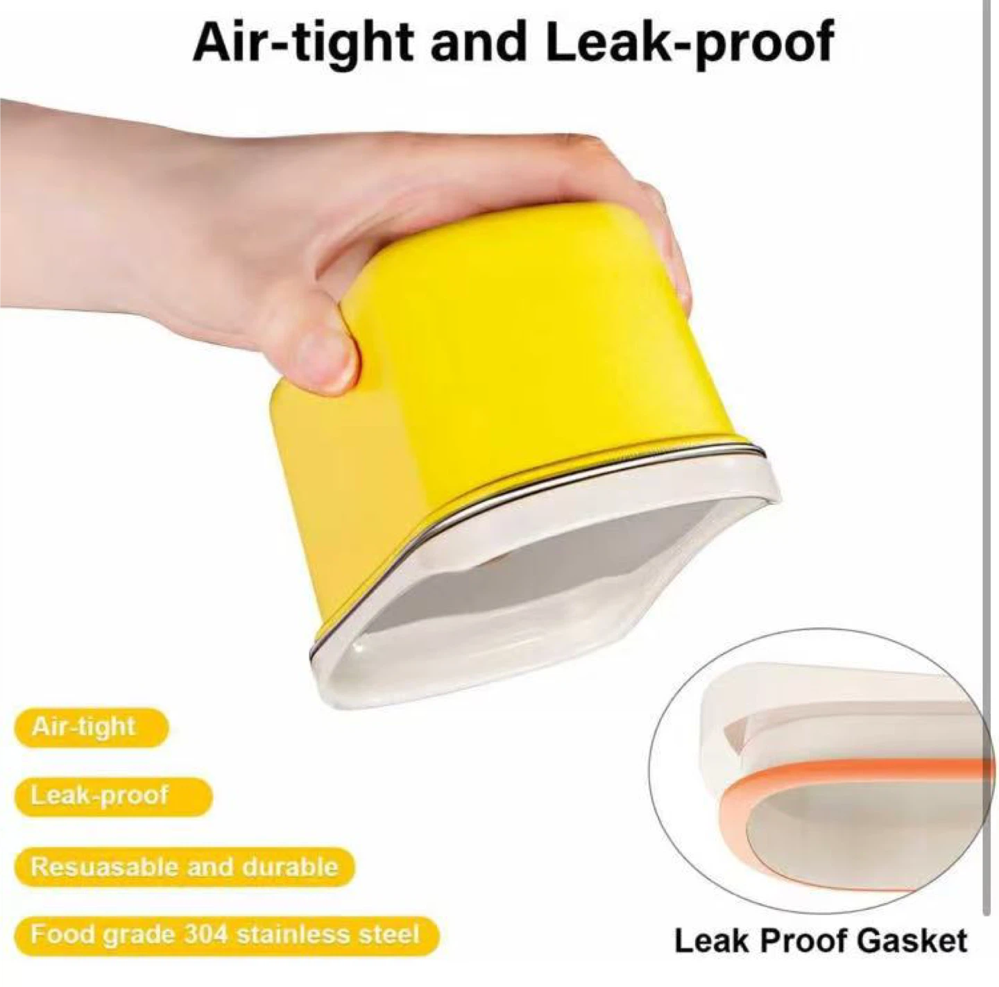Stainless Steel Snack Box - 12oz Yellow Container - photo 3
