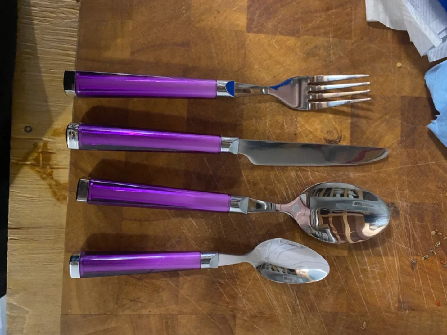 Italian Purple Handle Flatware Set thumbnail