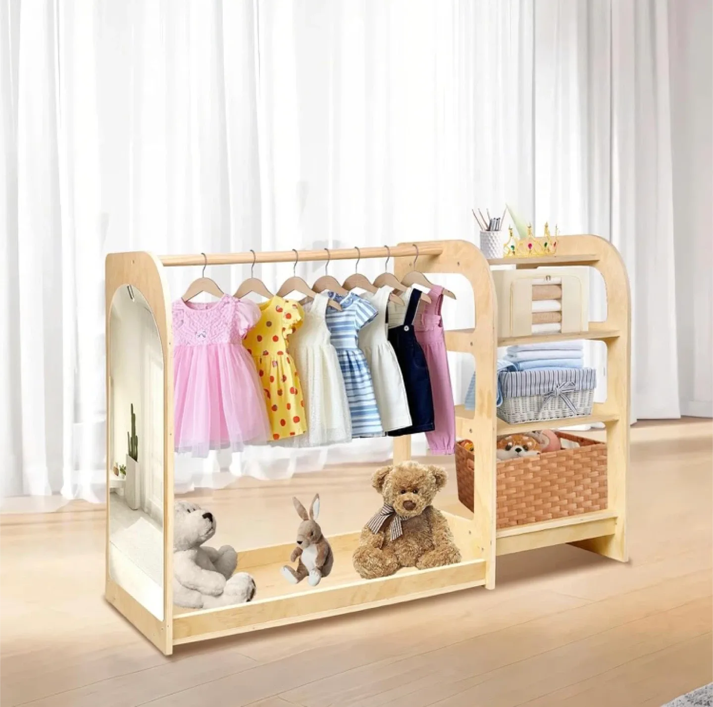 🥕Kids Wooden Dress Up Storage Rack thumbnail