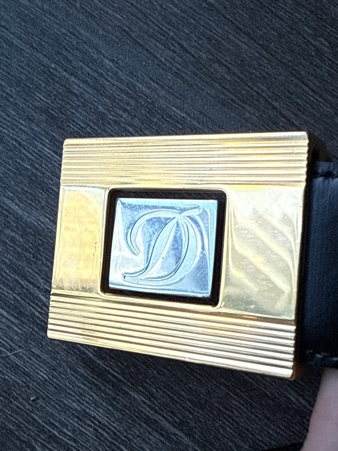 Dupont belt buckle with belt two sides brown black 115cm thumbnail