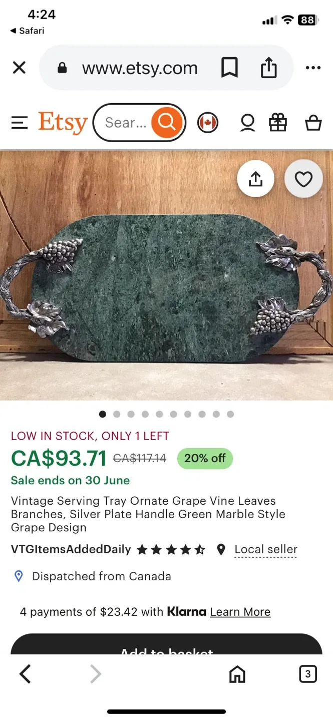 Vintage Serving Tray Ornate Grape Vine Leaves image indicator(3)