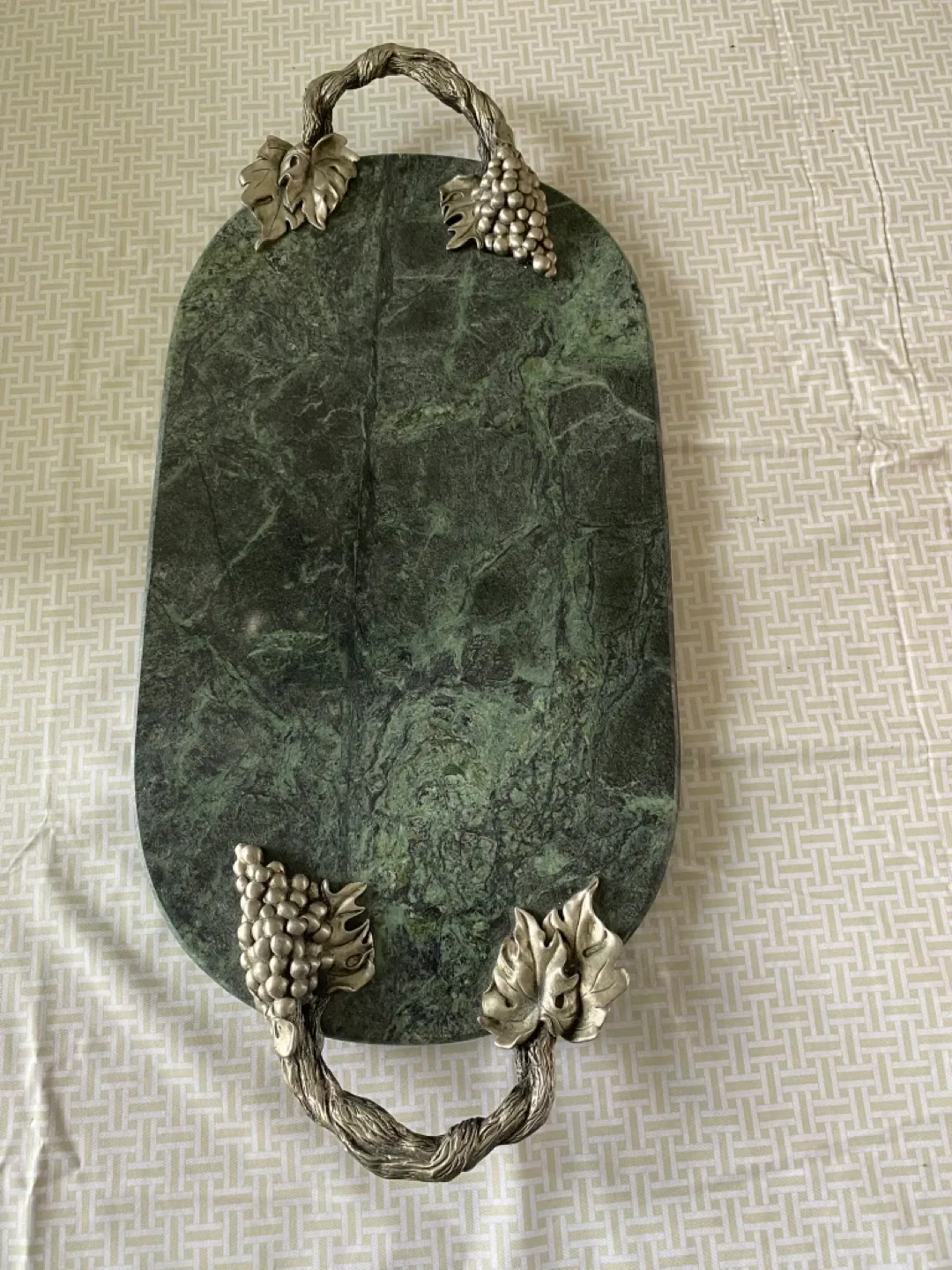 Vintage Serving Tray Ornate Grape Vine Leaves image indicator(2)