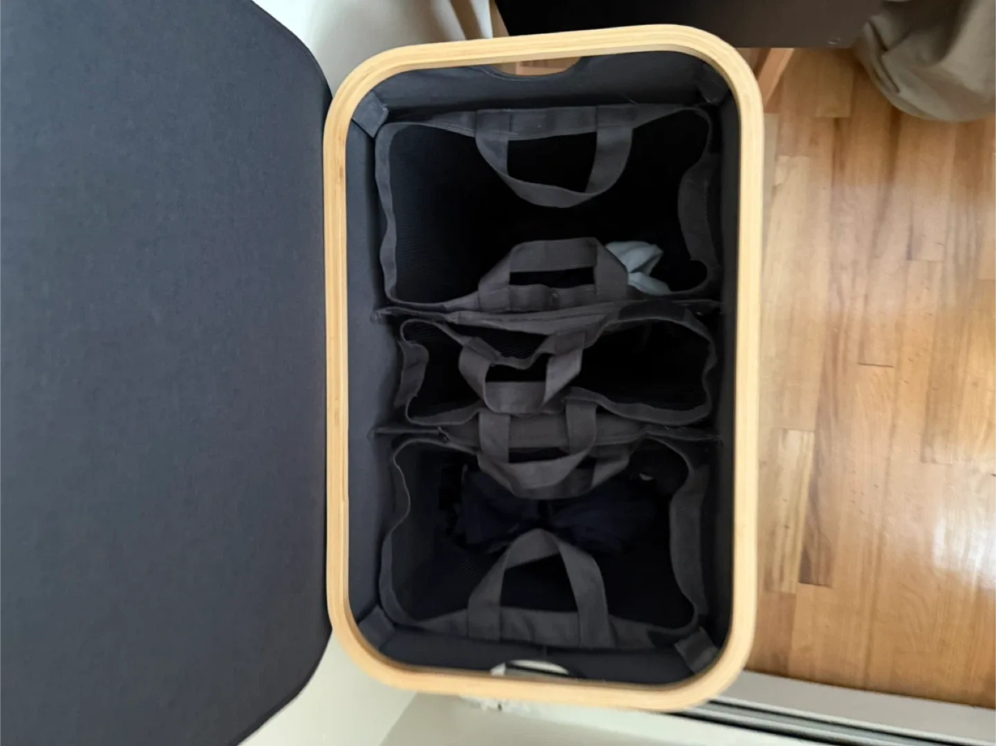 Black Laundry Hamper with Lid and Dividers image indicator(2)