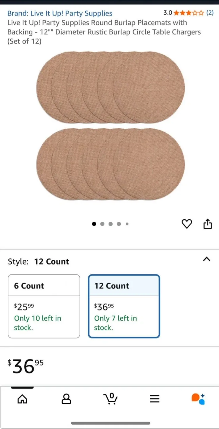 24 Round Burlap Placemats - New thumbnail