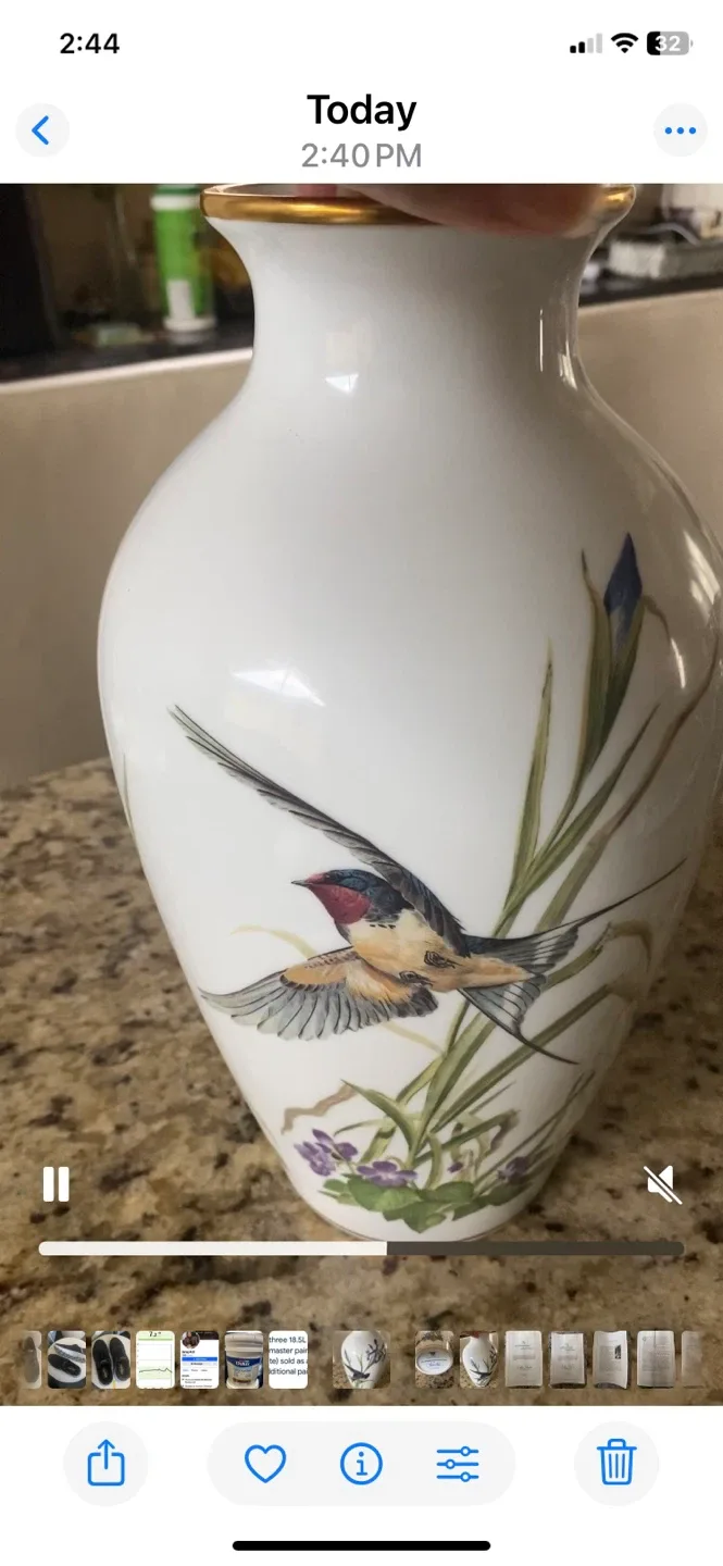 Franklin Porcelain The Meadowland Bird Vase by Basil Ede thumbnail